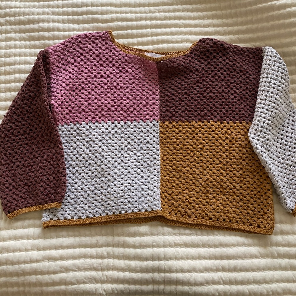 Zara Multicolor Patchwork Knit Blouse - image 4